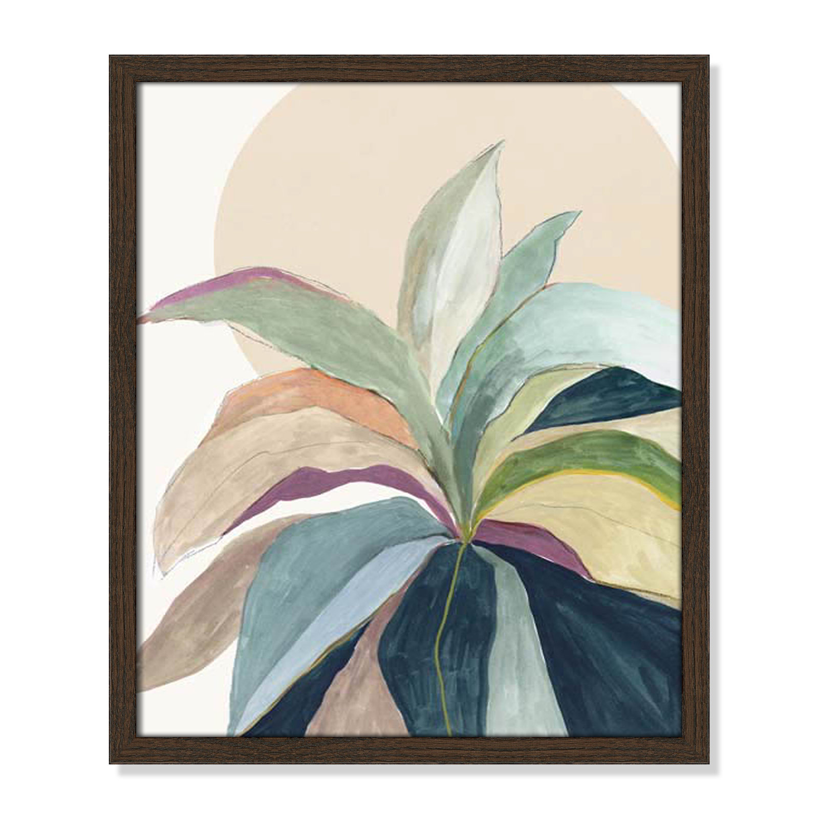 Sunny Bright Leaves II by Asia Jensen, Walnut Slim Unmatted Picture Framed, 19" H x 16" W x 0.75" D