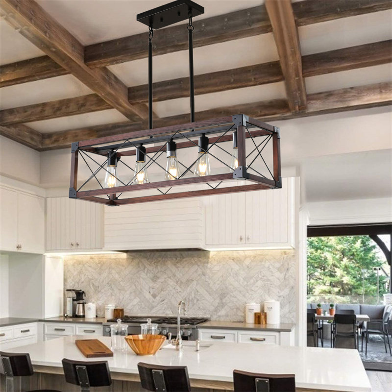Dejaa 5 - Light Kitchen Island Pendant, Red/Black