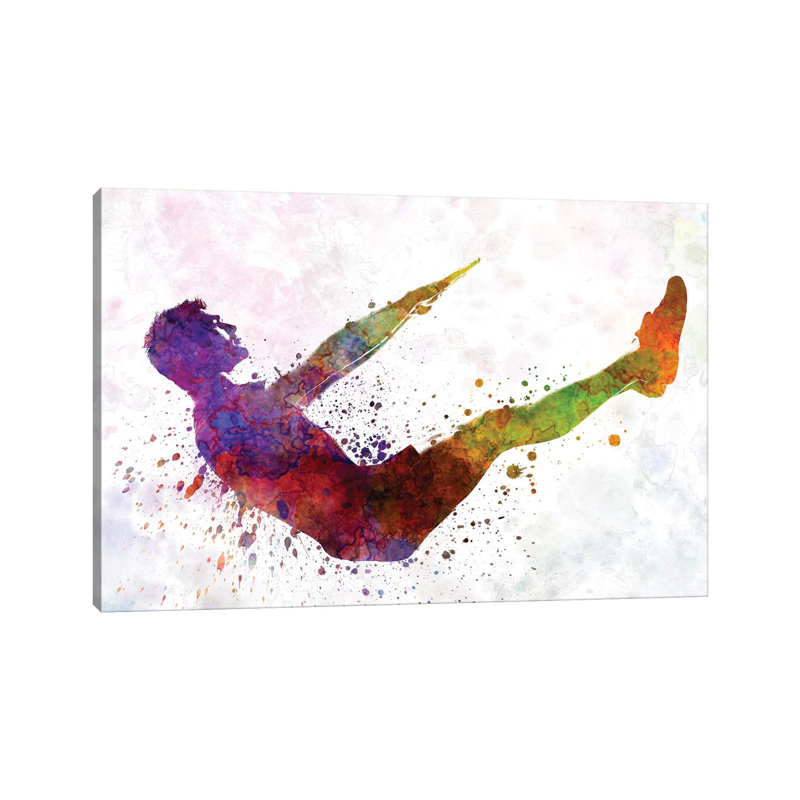 Reproduction d'art sur toile tendue, "Man exercising Workout Fitness" par Paul Rommer, H 26 po x l 40 po x 1,5 po