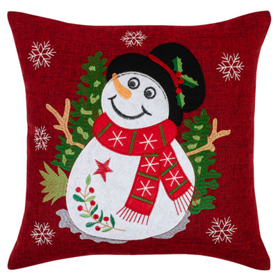 Seasonal Cardinal Christmas Snowflakes Square Pillow Cover