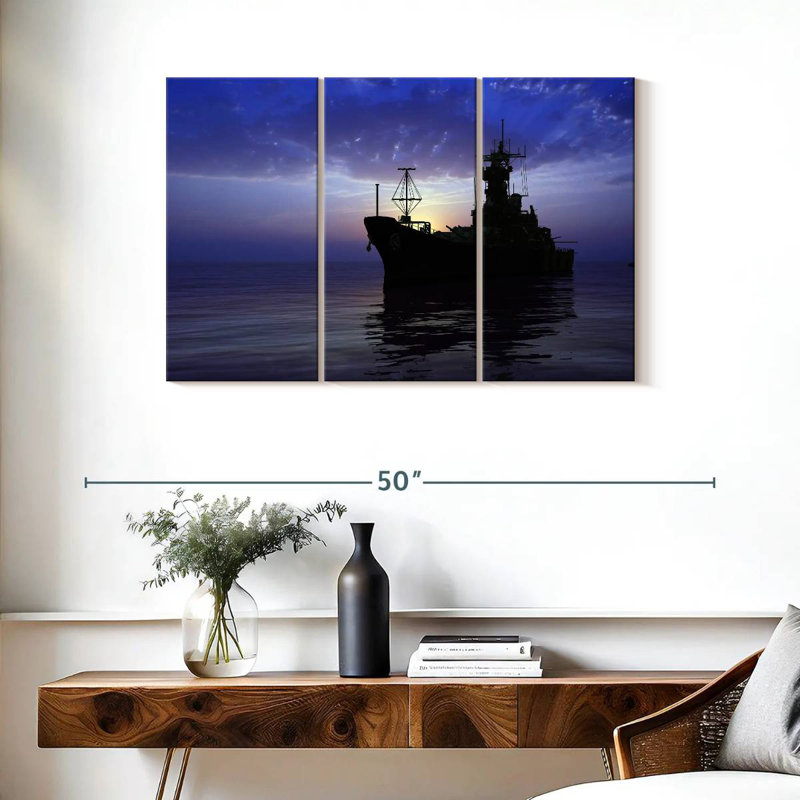 Mait Stormy Sky Battleship Silhouette, 24" H x 38" W