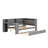 Full Size LED Platform Bed with Storage, Trundle, Desk, Charging Station and Upholstered Headboard - 8 Shelves-1299121347