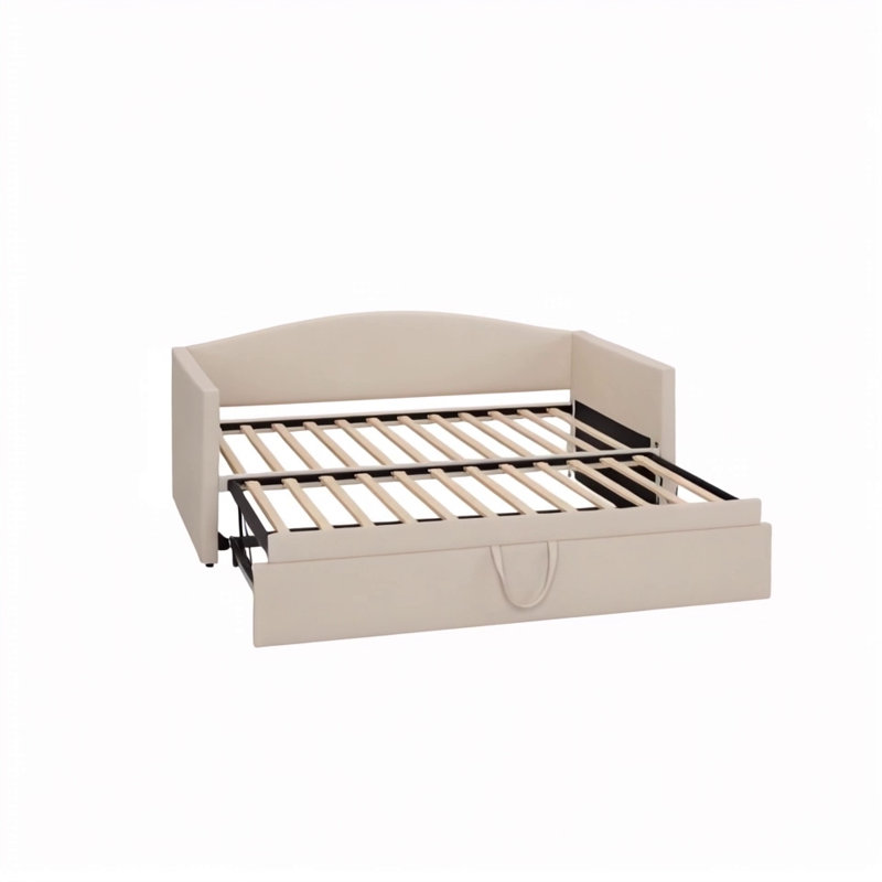 Canapé-lit rembourré avec lit gigogne allongé, Beige
