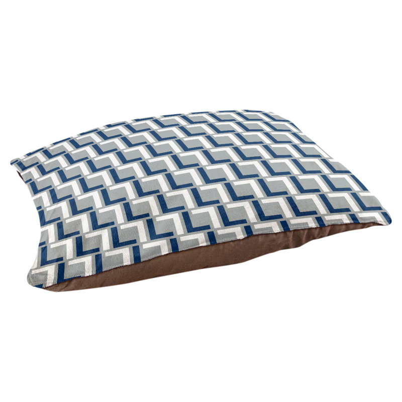 Coussin pour chien Bonheur, Large  (30'' W x 40'' D x 5'' H), Gris / bleu bolide / blanc