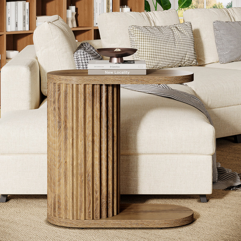 Narrow Fluted C-shaped End Table