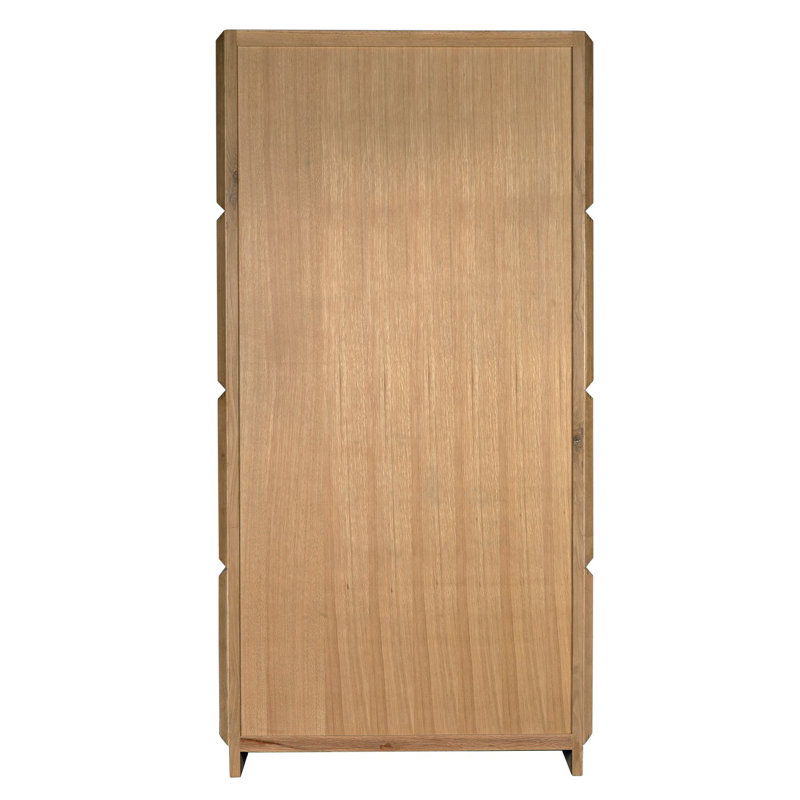 Natural Oak Lighted China Cabinet with Glass Panels