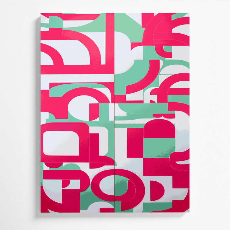 "Abstract Shapes 50", art mural sur toile rouge, H 20 po x l 16 po