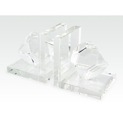 Faceted L-Frame Crystal Bookend Pair