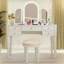 Ensemble de coiffeuse en miroir avec lumière DEL AGODY, ensemble de table de coiffeuse blanche pour chambre à coucher / salle de maquillage, ensemble de mobilier de bureau fonctionnel, maquillage de coiffeuse