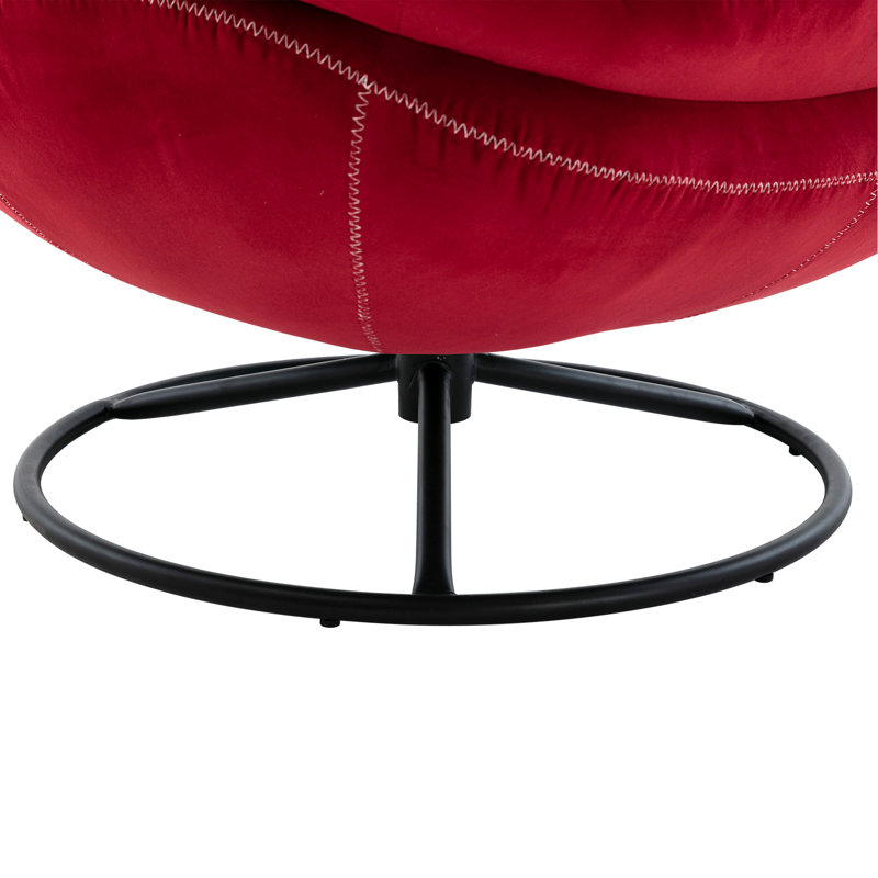 Fauteuil d'appoint avec repose-pieds Anouk, Velours rouge