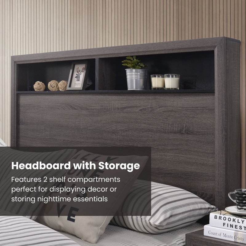 Camile Bookcase Bed with Shelves, Queen
