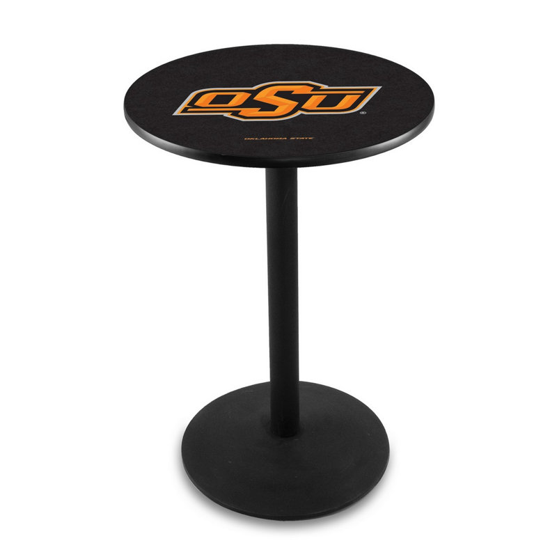 Round Metal Base Dining Table, Black Wrinkle, Oklahoma State University