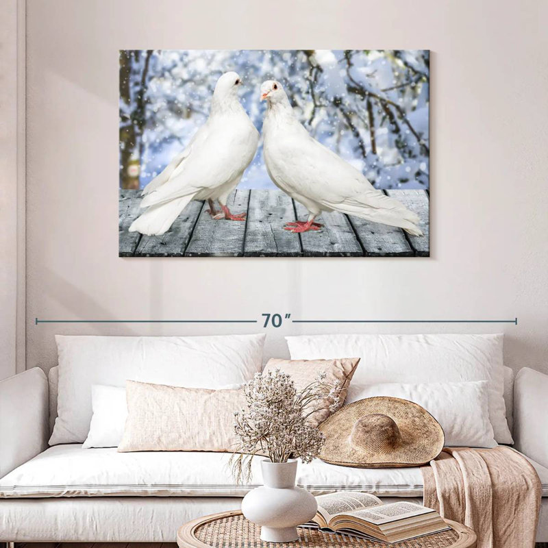 Brampt White Winter Doves, 30" H x 45" W