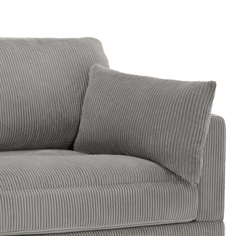Canapé modulaire en velours côtelé Maelina , H 30,7 po x l 161,4 po x P 68,1 po, Velours côtelé gris pâle