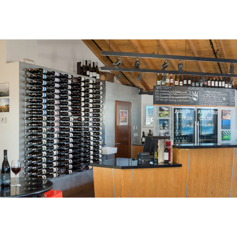 18 Bottle Wall Mounted Wine Bottle Rack, Brushed Nickel, 91.5cm H x 31cm W x 30.5cm D