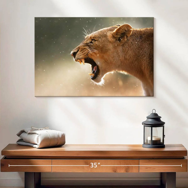 Brampt majestueux lionne, H 16 po x l 24 po