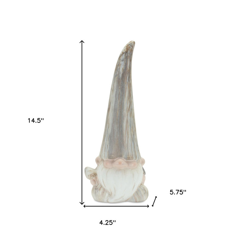 Ensemble de deux gnome de Noël féerique gris et beige en terre cuite