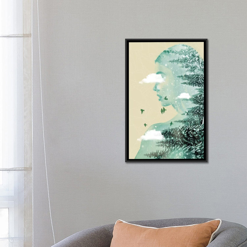 « dérivant d’un nuage » par vin zzep, impression sur toile tendue, H 26 po x l 18 po x P 1,5 po, Toile avec cadre noir