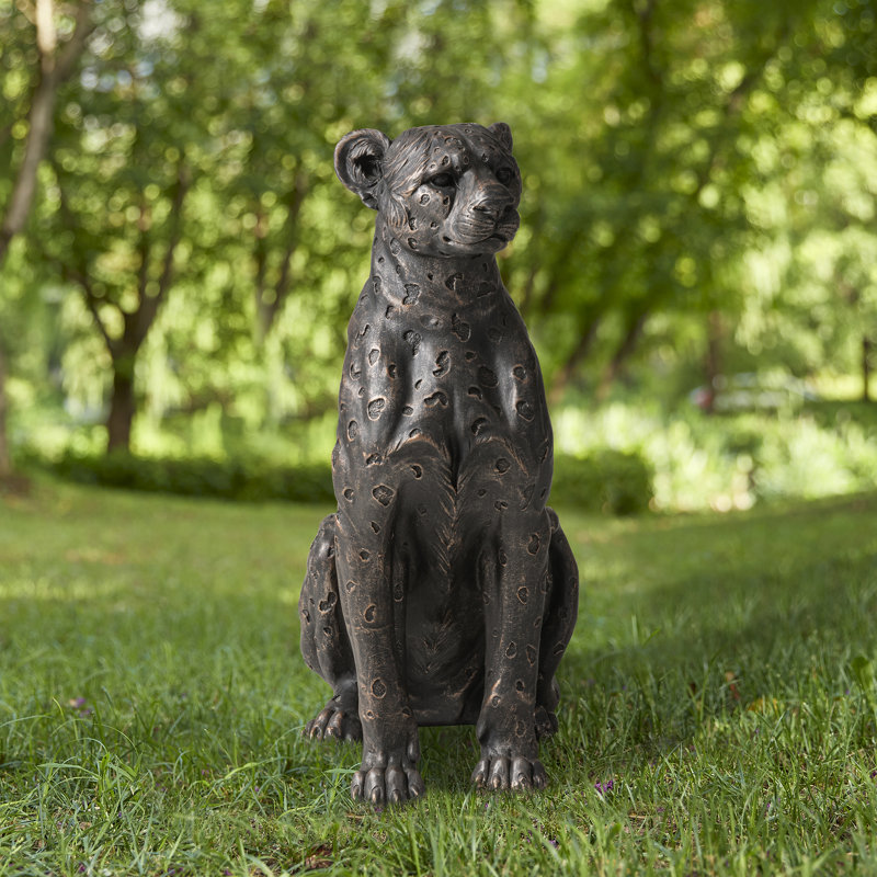 Statue léopard bronze H 23,25 po H