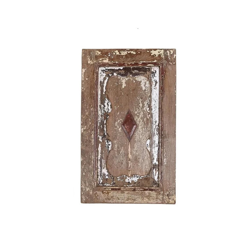 Panneau mural rétro en bois sculpté, volet de ferme vieilli (13 x 21)