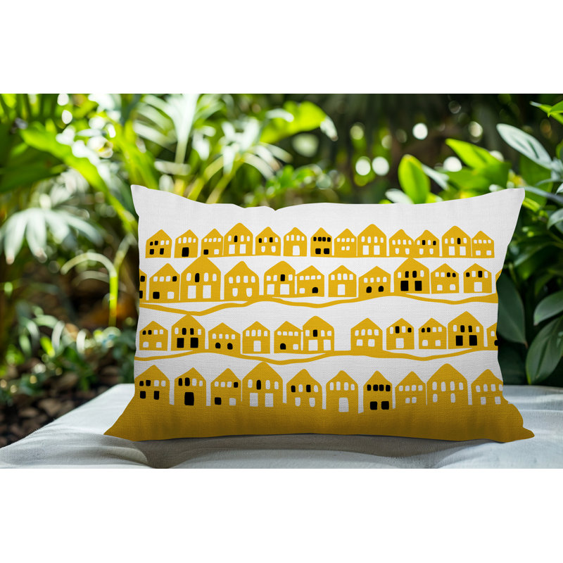 Coussin rectangulaire intérieur / extérieur Amiro, Jaune, Rectangle H 14 po x l 20 po