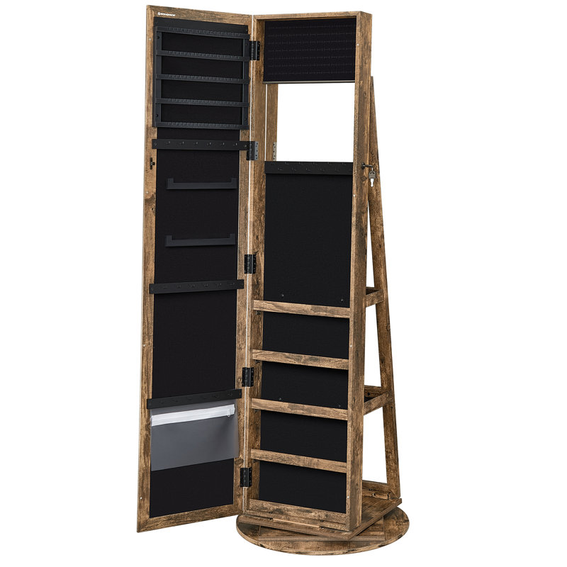 Armoire à bijoux avec miroir Quakertown, Brun rustique