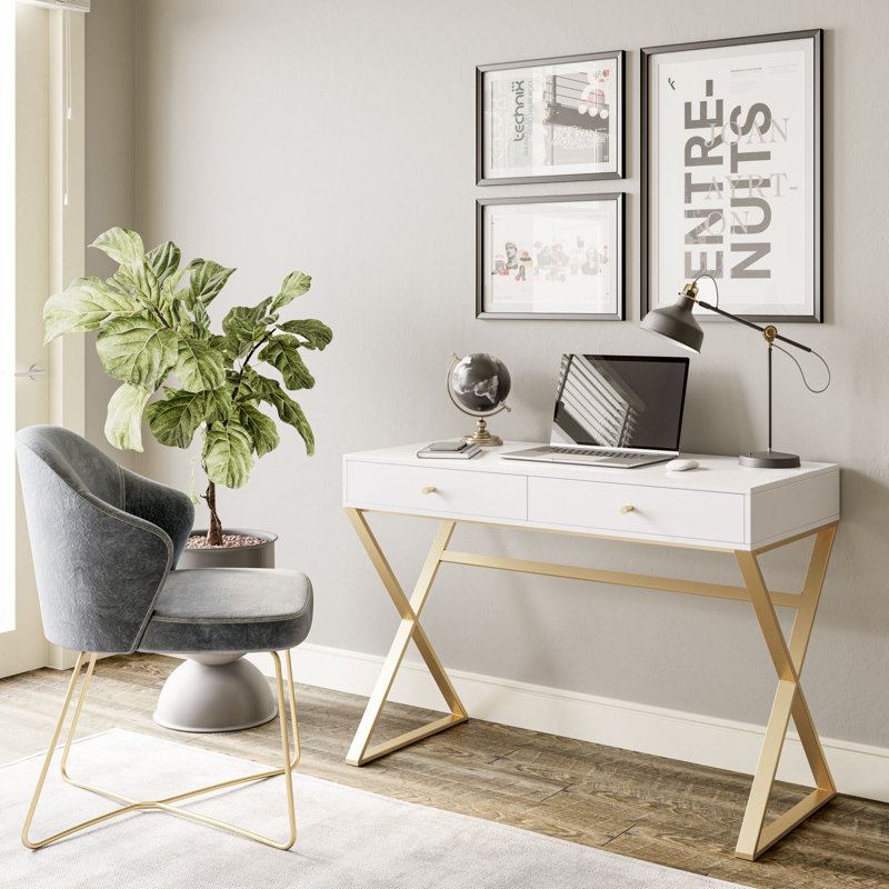 Bureau Lepido, Blanc / Doré