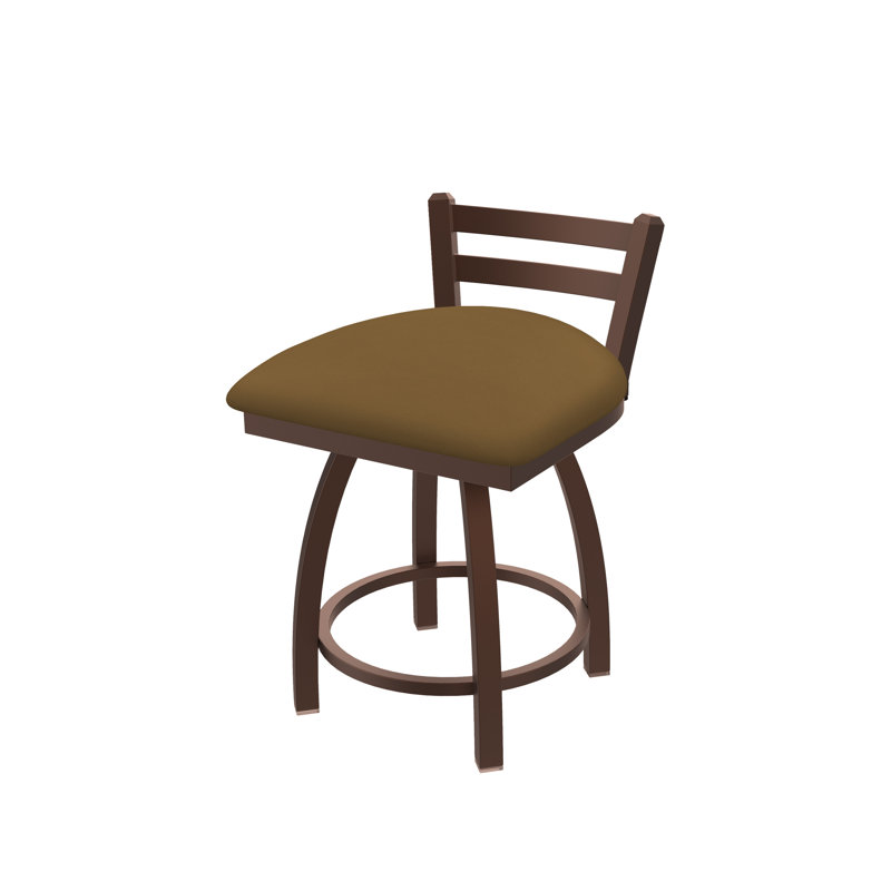 Jackie 18" Tall Metal Vanity Stool, Bronze, Vinyl-Canter Saddle