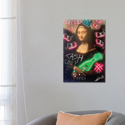 Money Lisa by Noah Laatar - Wrapped Canvas Print