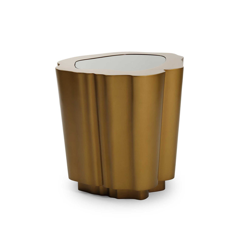 Amorphous Side Table W/Glass Top, Bronze