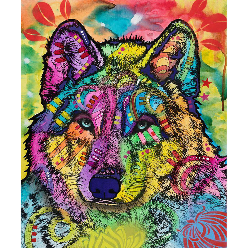 Art sur toile de la collection Dean Russo de Lark Manor ™: Le regard du loup, H 33 po x l 28 po