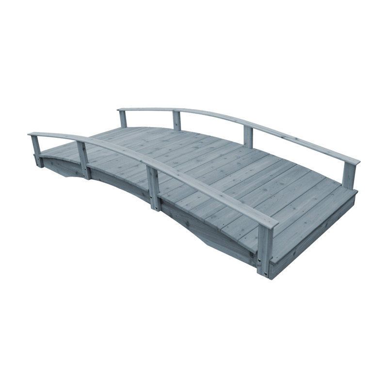 Pont de jardin japonais en cèdre Keystone Amish Co., 1,20 m x 3 m, teinture grise, 4 pi x 10 pi, Teinture grise