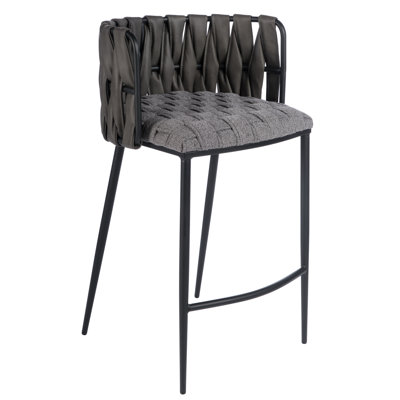 Tyrone 27" Modern Counter Stool with Weave Design and Metal Legs - Sleek Seating for Kitchen Island or Breakfast Bar