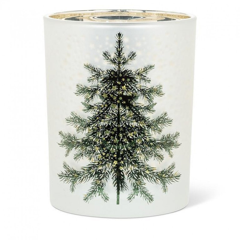 Medium Frosted Tree With Stars Candle Holder