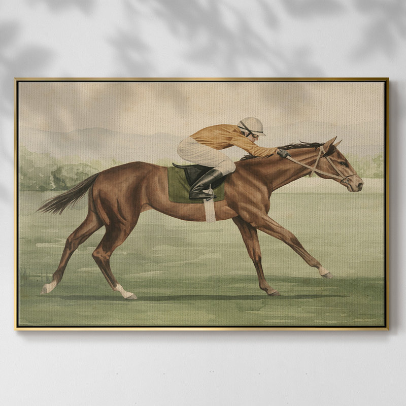 " Vintage Equestrian II ", 27" H x 41" W x 2" D, Gold