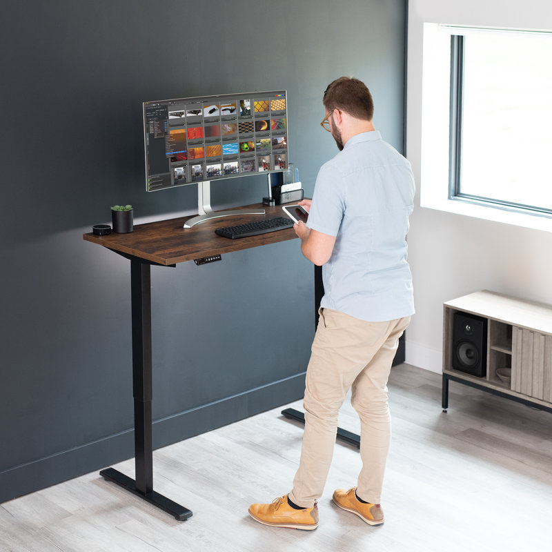 VIVO 55" x 24" Square Corner Table Top for Standing Desk Frames, Top Only, TOP55B-S series, Vintage Brown