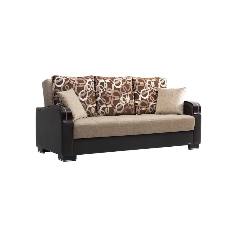 Norridge Mobi Max 87 in. Fabric Upholstered 3-Seater Twin 3-in-1 Sleeper Sofa Bed with Storage, Brown