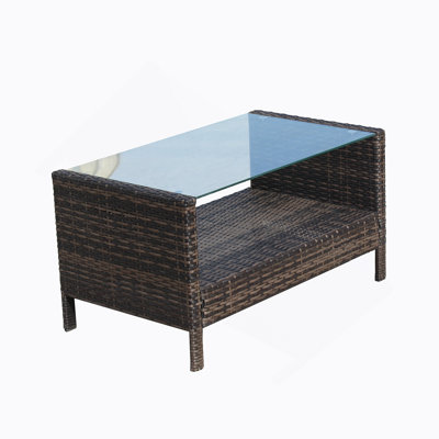 Outdoor patio Furniture Coffee Table with clear tempered glass by Wrought Studio