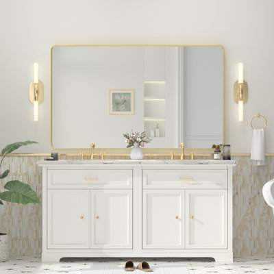 Molly Tempered Glass and Metal Framed French Cleat Mounted Wall Bathroom / Vanity Mirror
