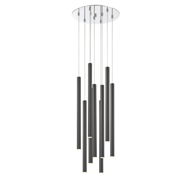 Bowning 9 - Light LED Cluster Pendant, Pearl Black