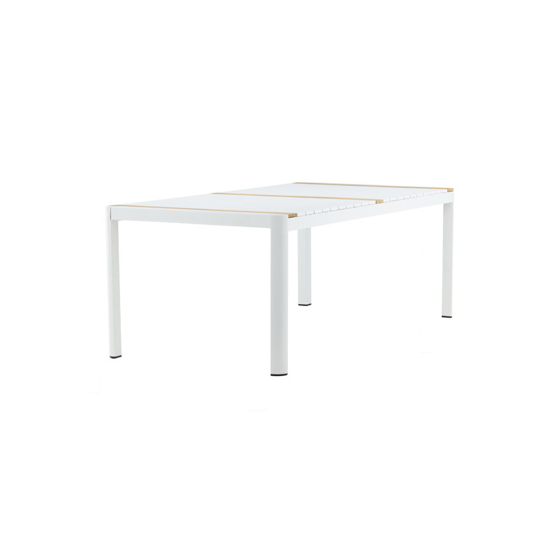 Flennory Rectangular Teak Outdoor Dining Table , 200cm cm W 100cm cm D, White