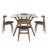 Arne Mid-Century 72" Glass Top Walnut Finish Rectangular Table Dining Set with Black Faux Leather Chairs-379860086