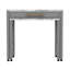 Table de salle à manger rectangulaire à hauteur de comptoir, table, tiroir, 2 tabourets, bois massif beige / blanc avec plateau, glissières à roulement, gris / beige-197828903