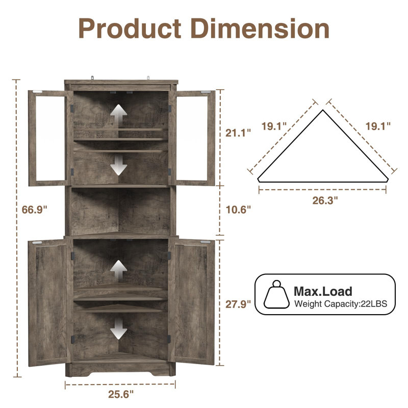 Armoire de rangement 67 po H, Chêne délavé