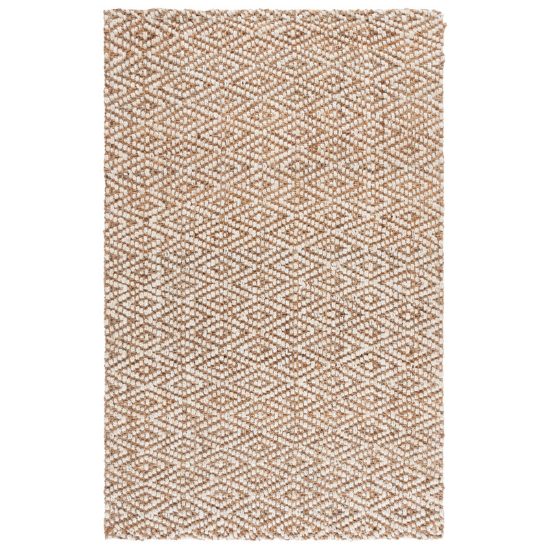 Natural Fiber Handwoven Jute Geometric Rug, Rectangle 5' x 8'