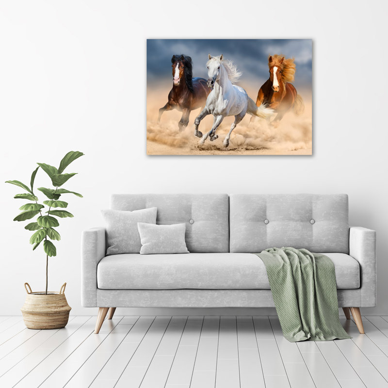 Horses In The Desert - No Frame Print on Canvas