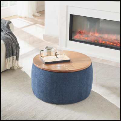 Repose-pieds rond avec rangement 2 en 1, idéal comme table de bout et siège, peu encombrant et multifonctionnel