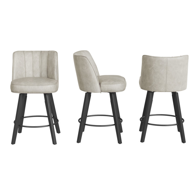 Tabouret de comptoir pivotant 26 po Paul, 3, Siège gris clair / cadre noir