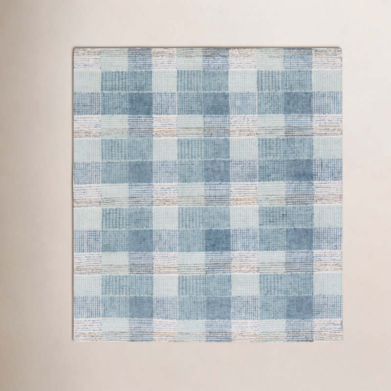 Hand-Tufted Wool Plaid Rug, Square 6'