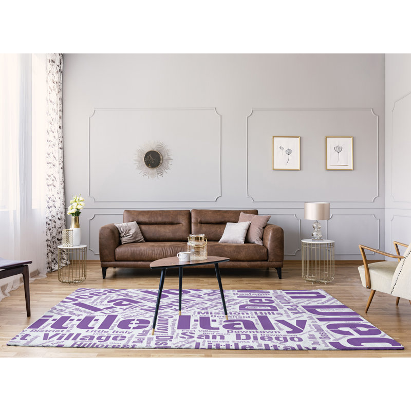 Tapis de zone mauve poils longs à tissage plat, Rectangle 9 pi x 12 pi